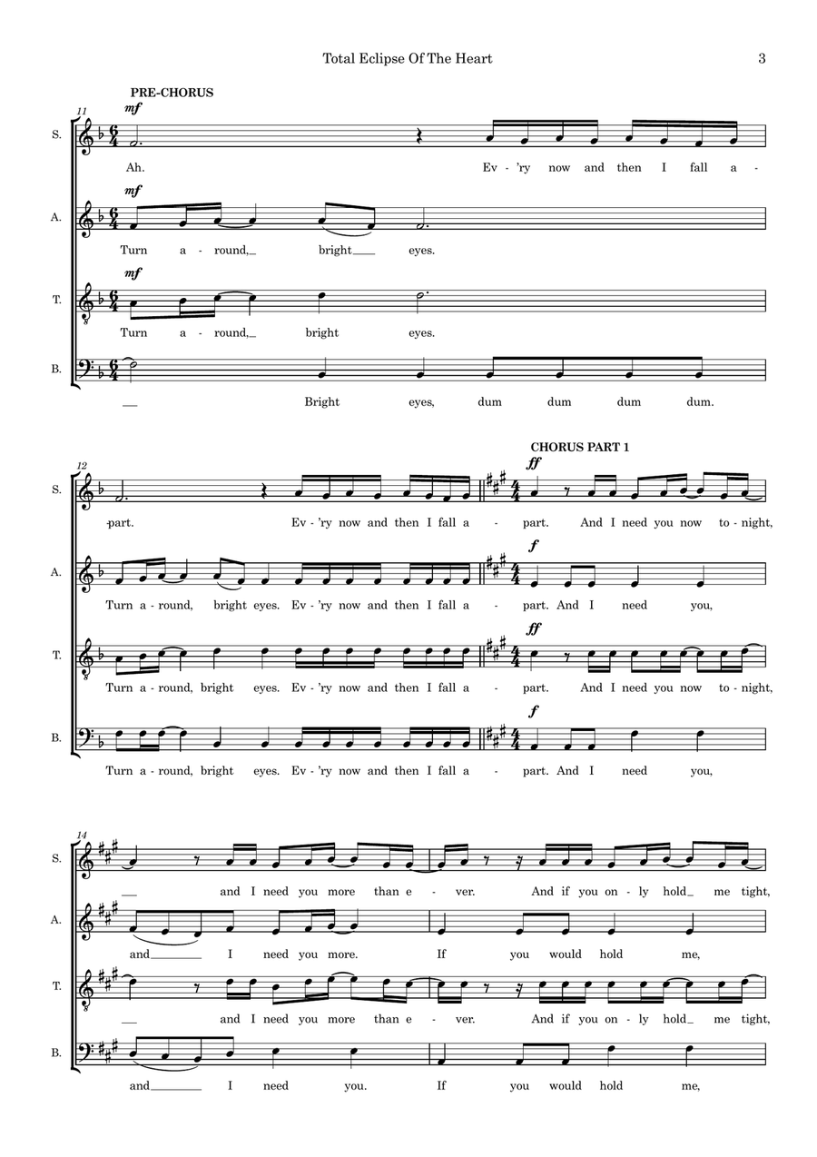 Total Eclipse Of The Heart (arr. Dan Pate) 4-Part scores gallery preview page 3