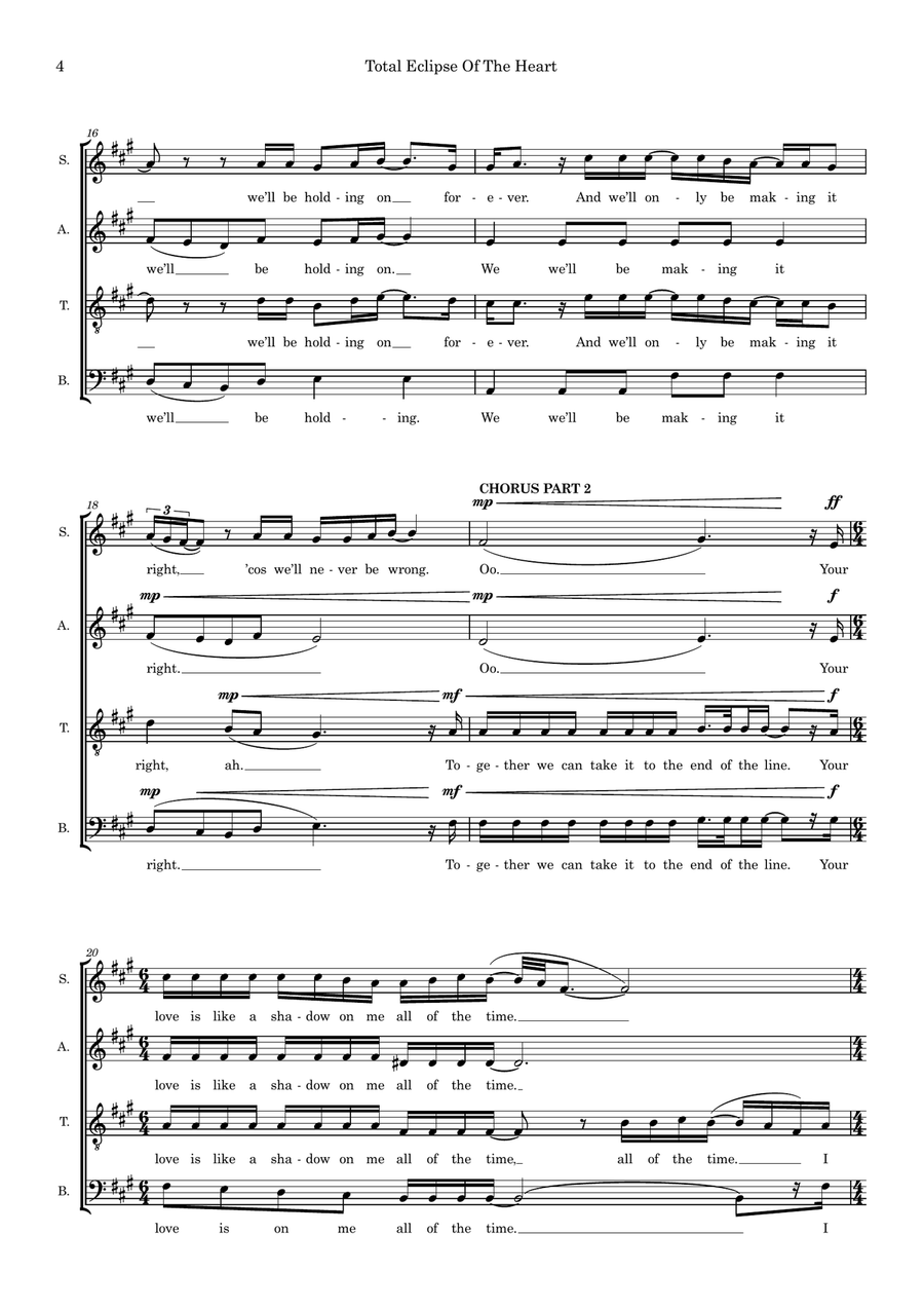 Total Eclipse Of The Heart (arr. Dan Pate) 4-Part scores gallery preview page 4