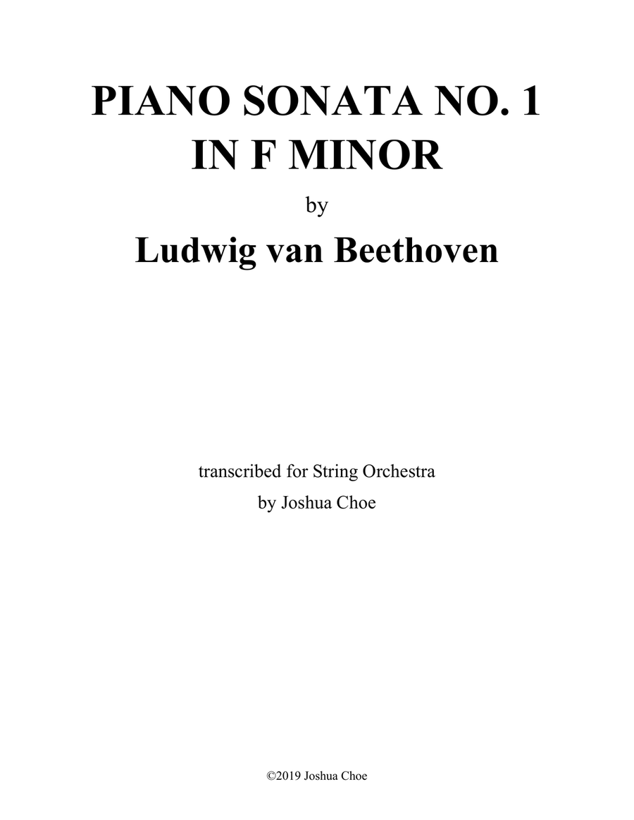 Piano Sonata No. 1 in f minor, Op. 2, No. 1 String Orchestra scores gallery preview page 1