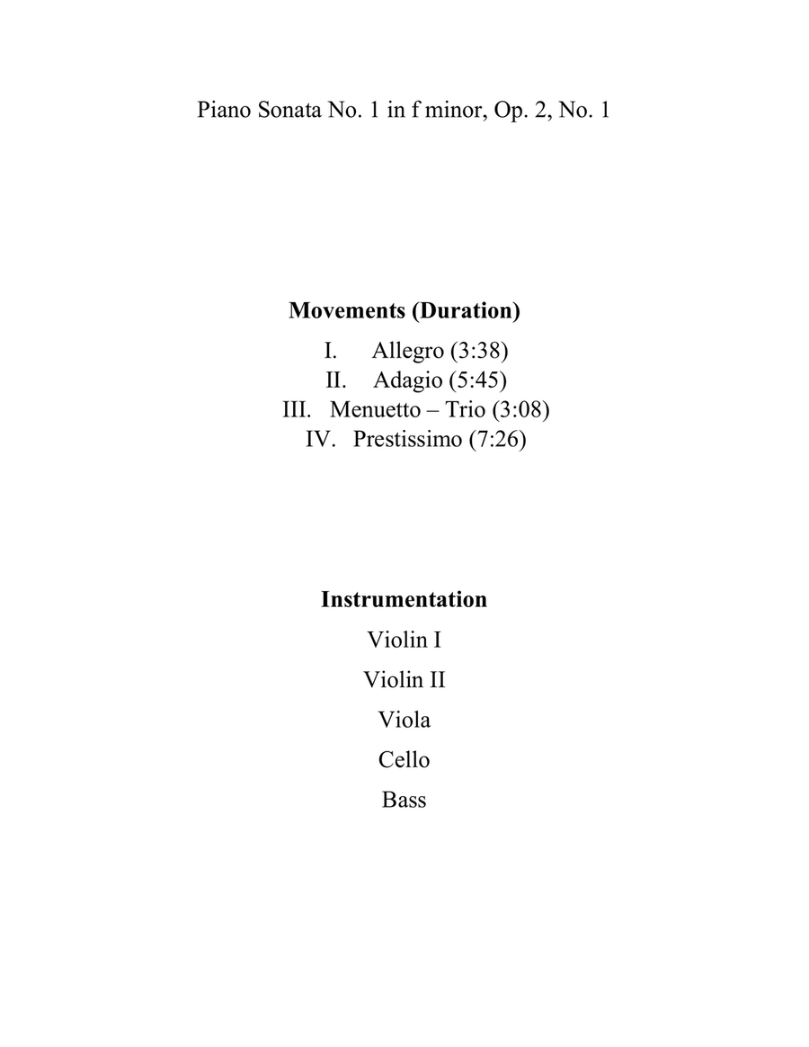 Piano Sonata No. 1 in f minor, Op. 2, No. 1 String Orchestra scores gallery preview page 2