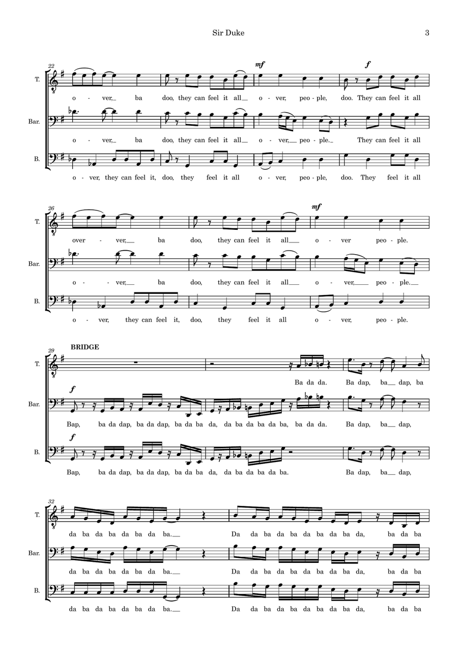 Sir Duke (arr. Dan Pate) Sir Duke (arr. Dan Pate) 3-Part scores gallery preview page 3