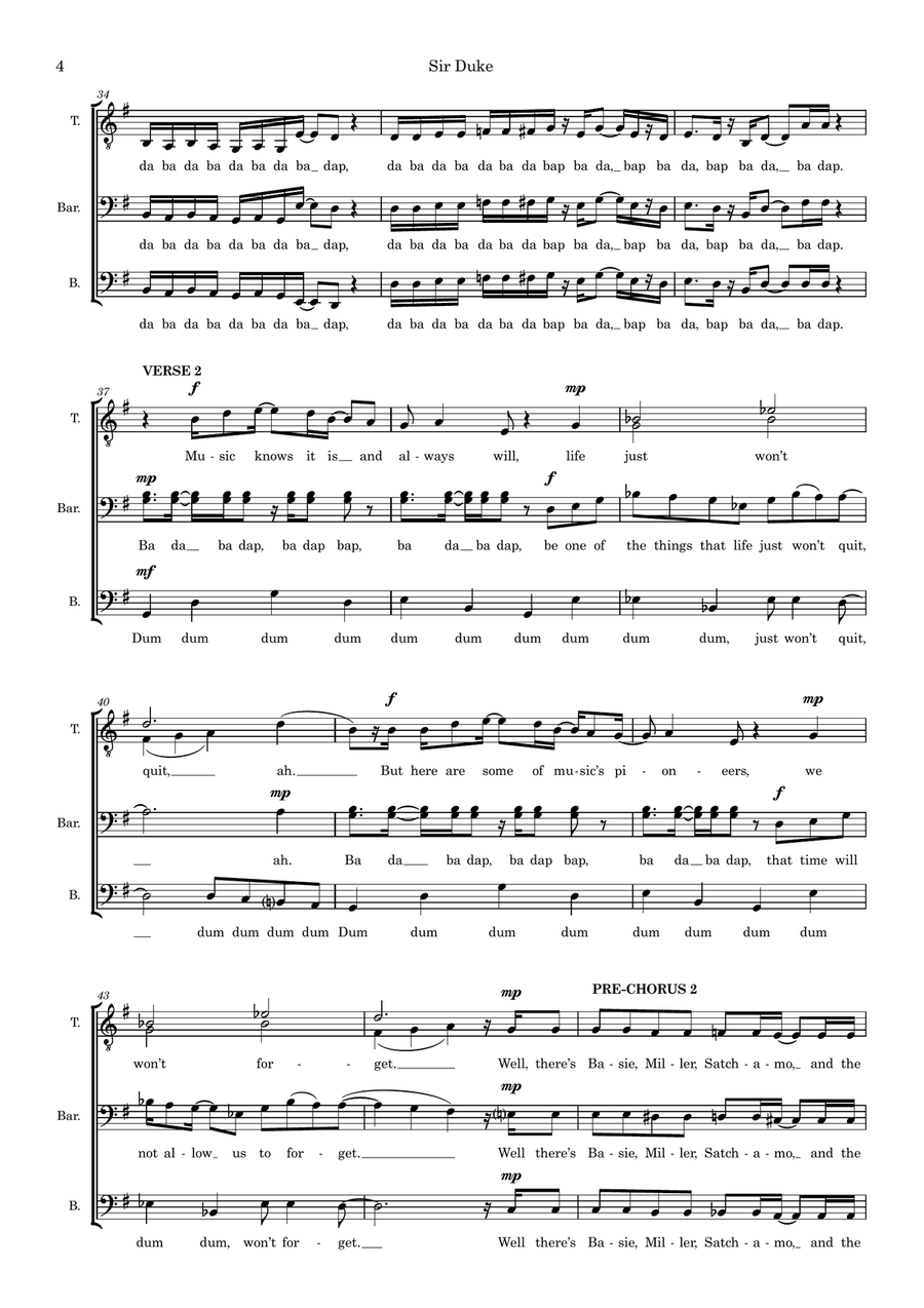 Sir Duke (arr. Dan Pate) Sir Duke (arr. Dan Pate) 3-Part scores gallery preview page 4