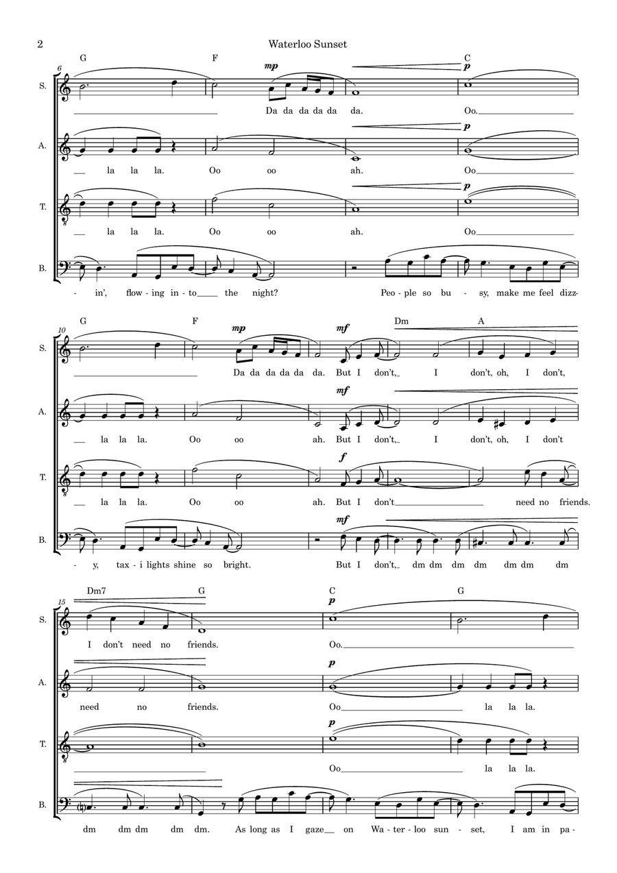Waterloo Sunset (arr. Dan Pate) 4-Part scores gallery preview page 2