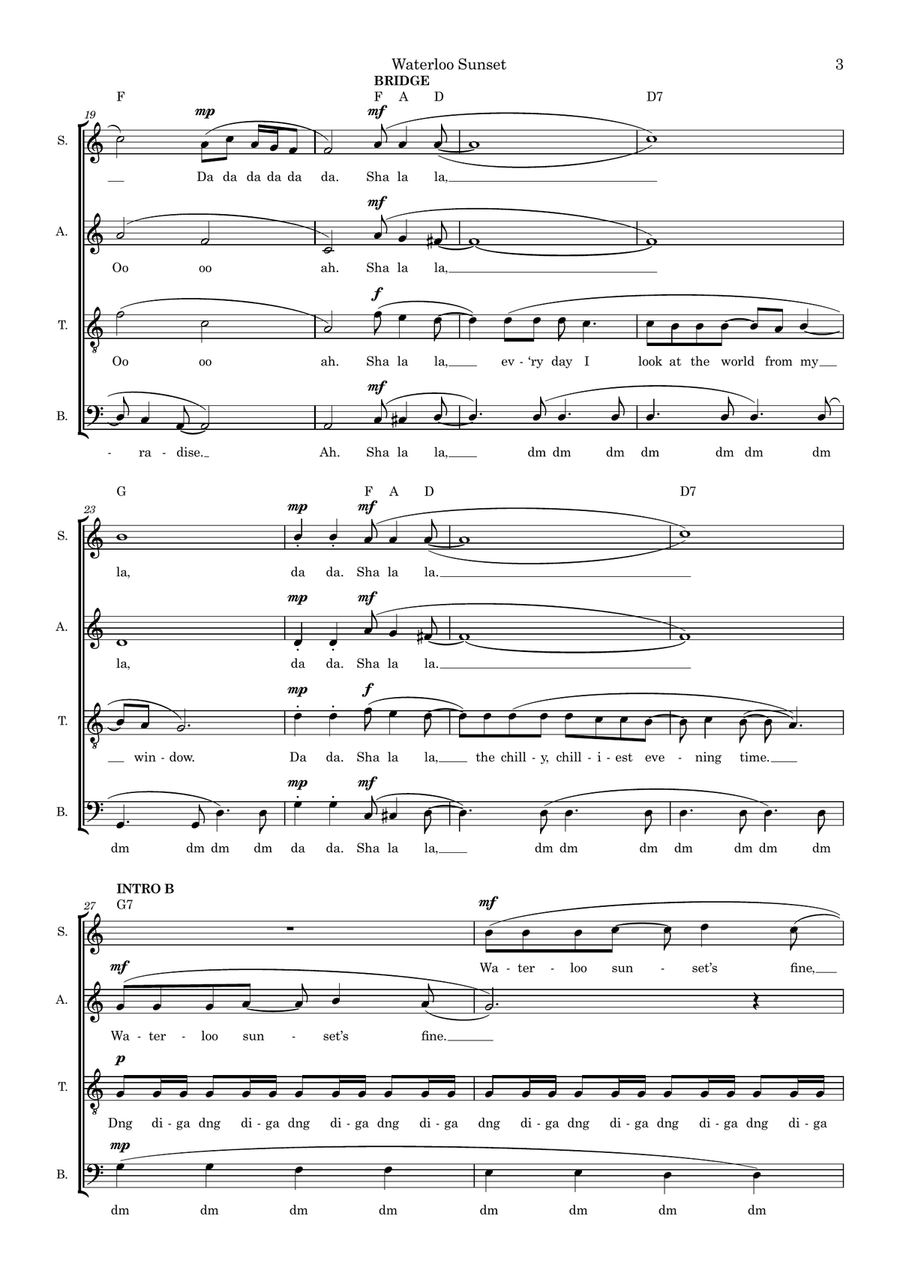 Waterloo Sunset (arr. Dan Pate) 4-Part scores gallery preview page 3