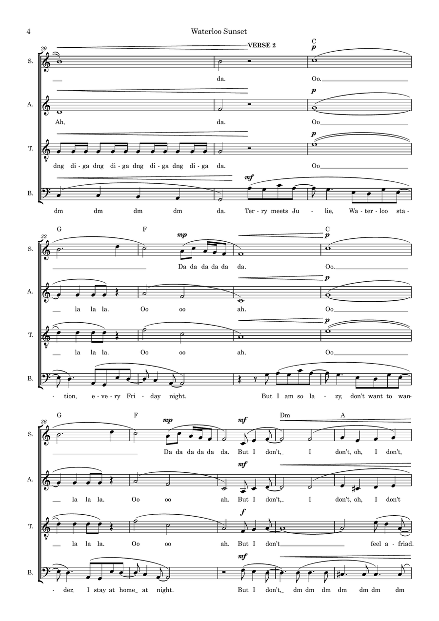 Waterloo Sunset (arr. Dan Pate) 4-Part scores gallery preview page 4