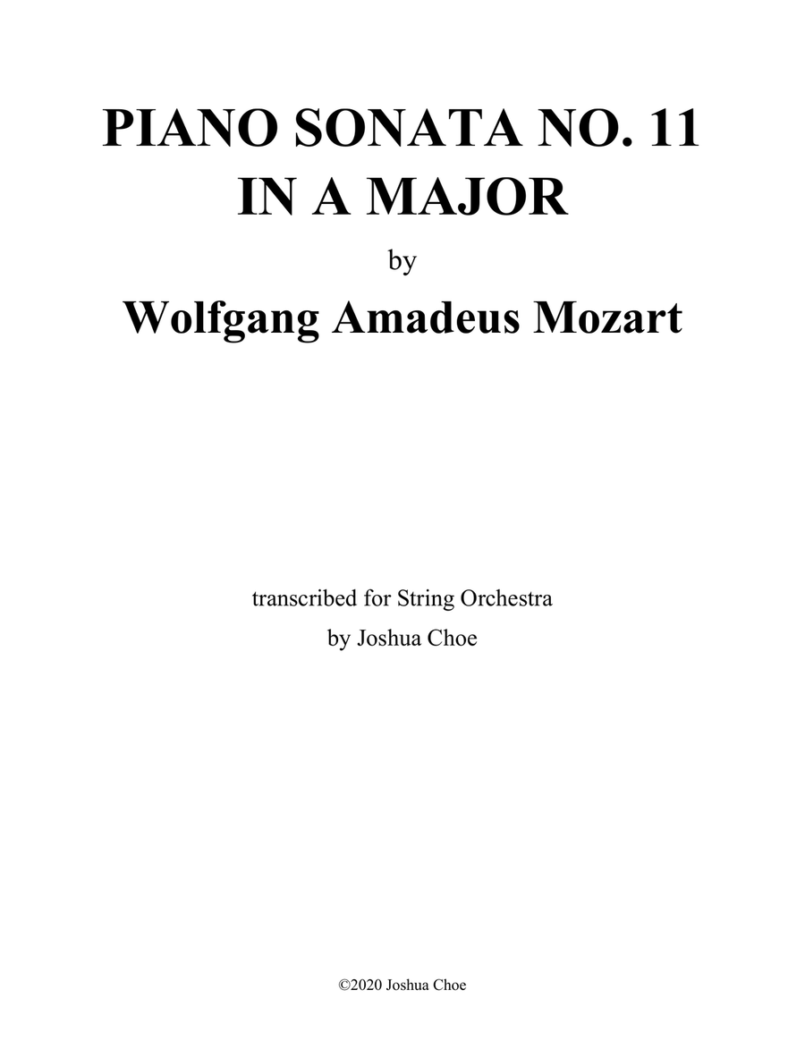 Piano Sonata No. 11 in A Major, K.331/300i 