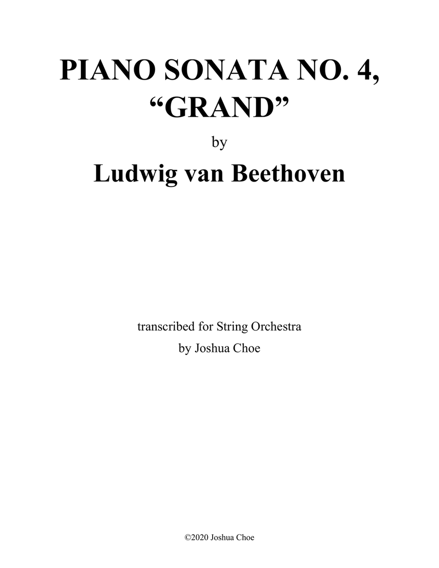 Piano Sonata No. 4 in E-Flat Major, Op. 7, “Grand” String Orchestra scores gallery preview page 1