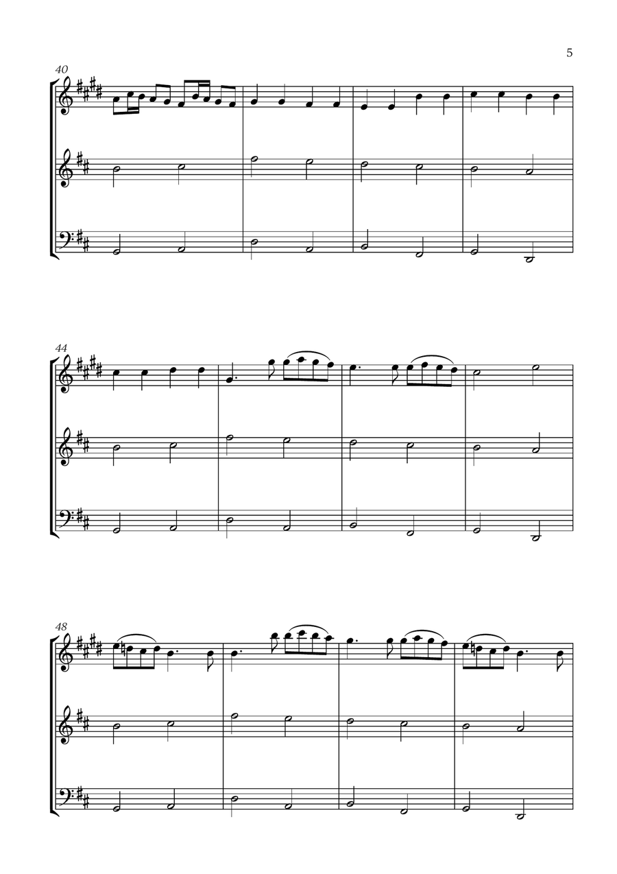 Pachelbel - Canon in D (for Clarinet, Flute and Cello) Small Ensemble scores gallery preview page 5