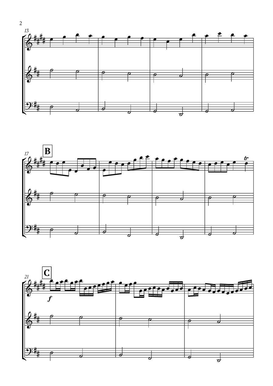 Pachelbel - Canon in D (for Clarinet, Violin and Cello) Small Ensemble scores gallery preview page 2