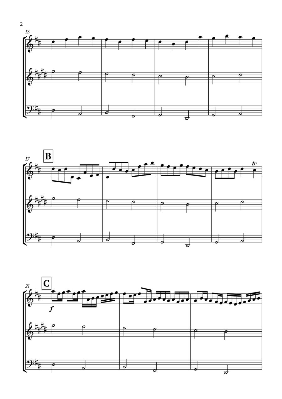 Pachelbel - Canon in D (for Oboe, Clarinet and Cello) Small Ensemble scores gallery preview page 2