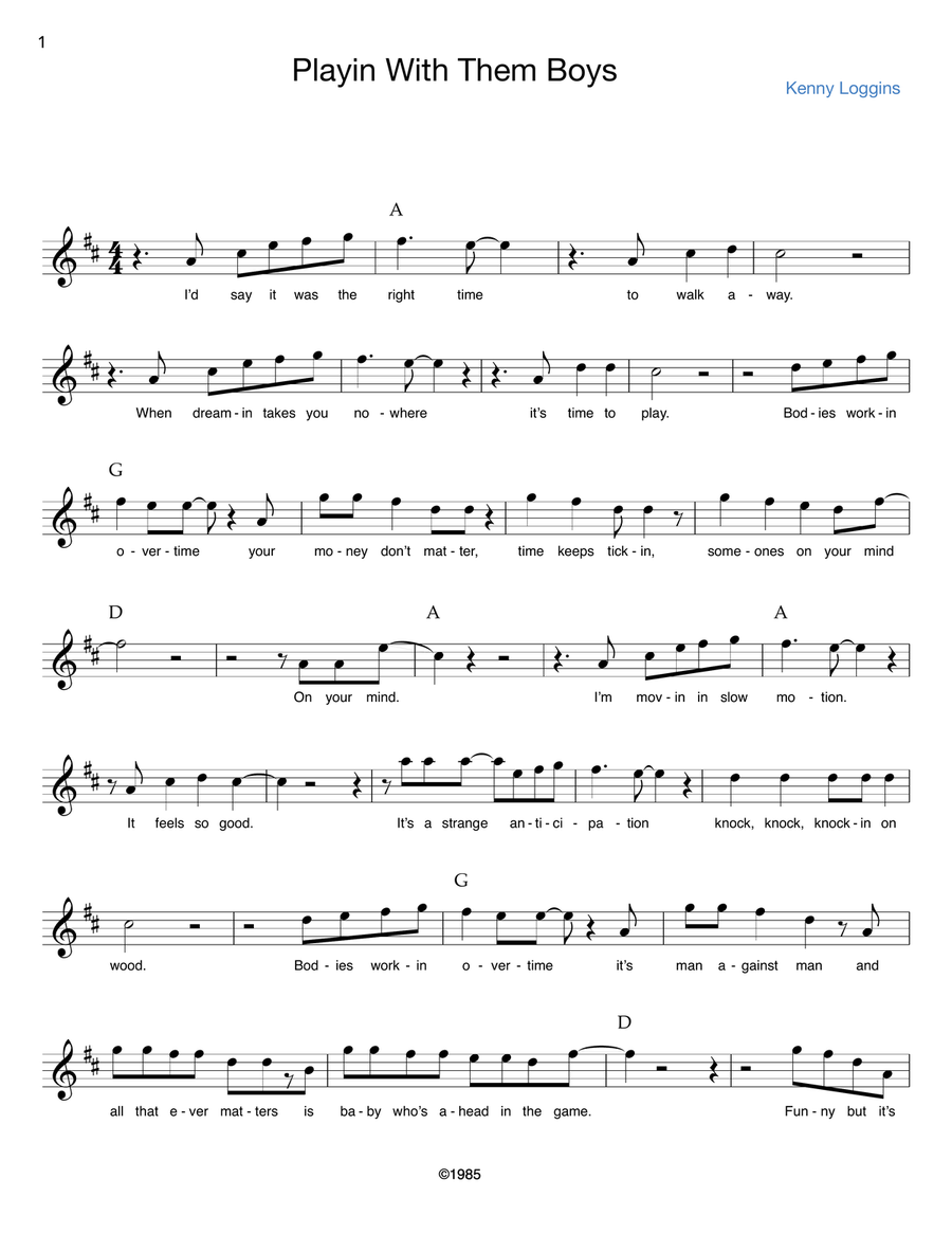 Playing With The Boys Piano scores gallery preview page 1