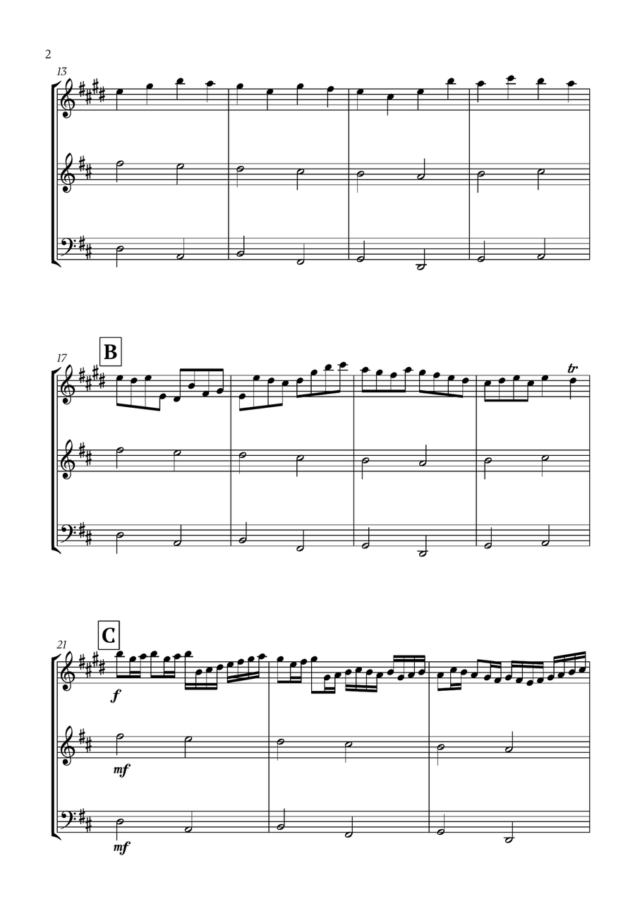 Pachelbel - Canon in D 2 (for Clarinet, Oboe and Cello) Small Ensemble scores gallery preview page 2