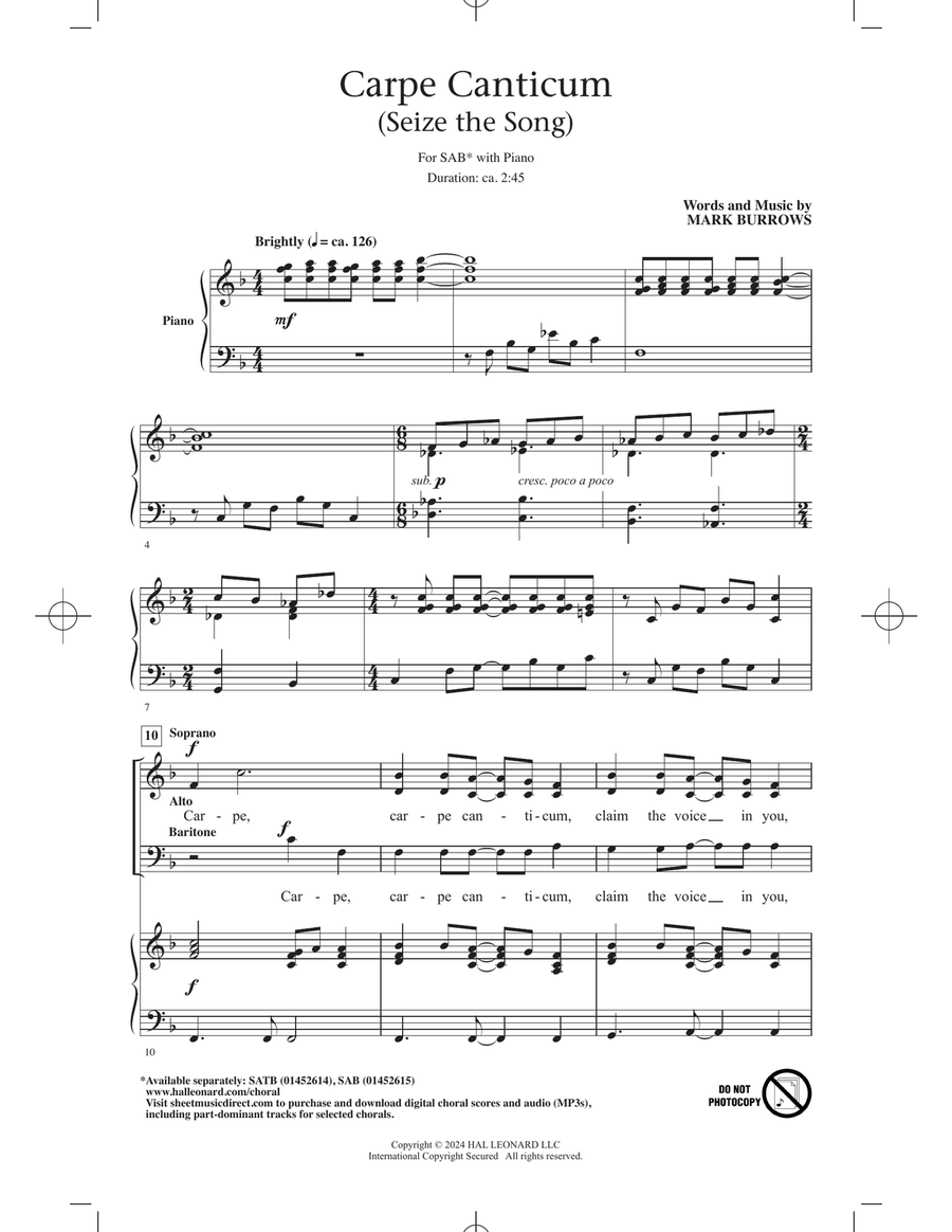 Carpe Canticum (Seize The Song) 3-Part scores gallery preview page 1