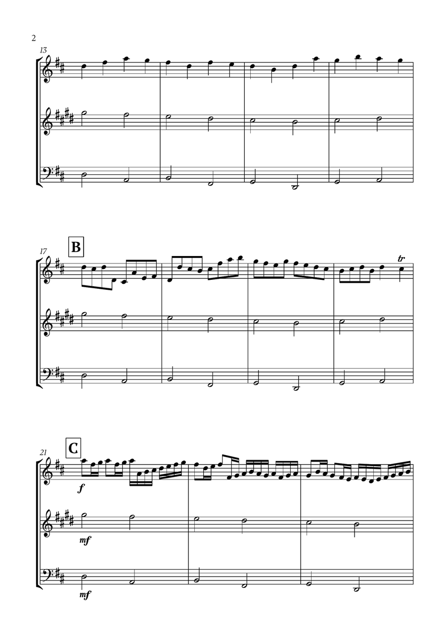 Pachelbel - Canon in D 2 (for Flute, Clarinet and Cello) Small Ensemble scores gallery preview page 2