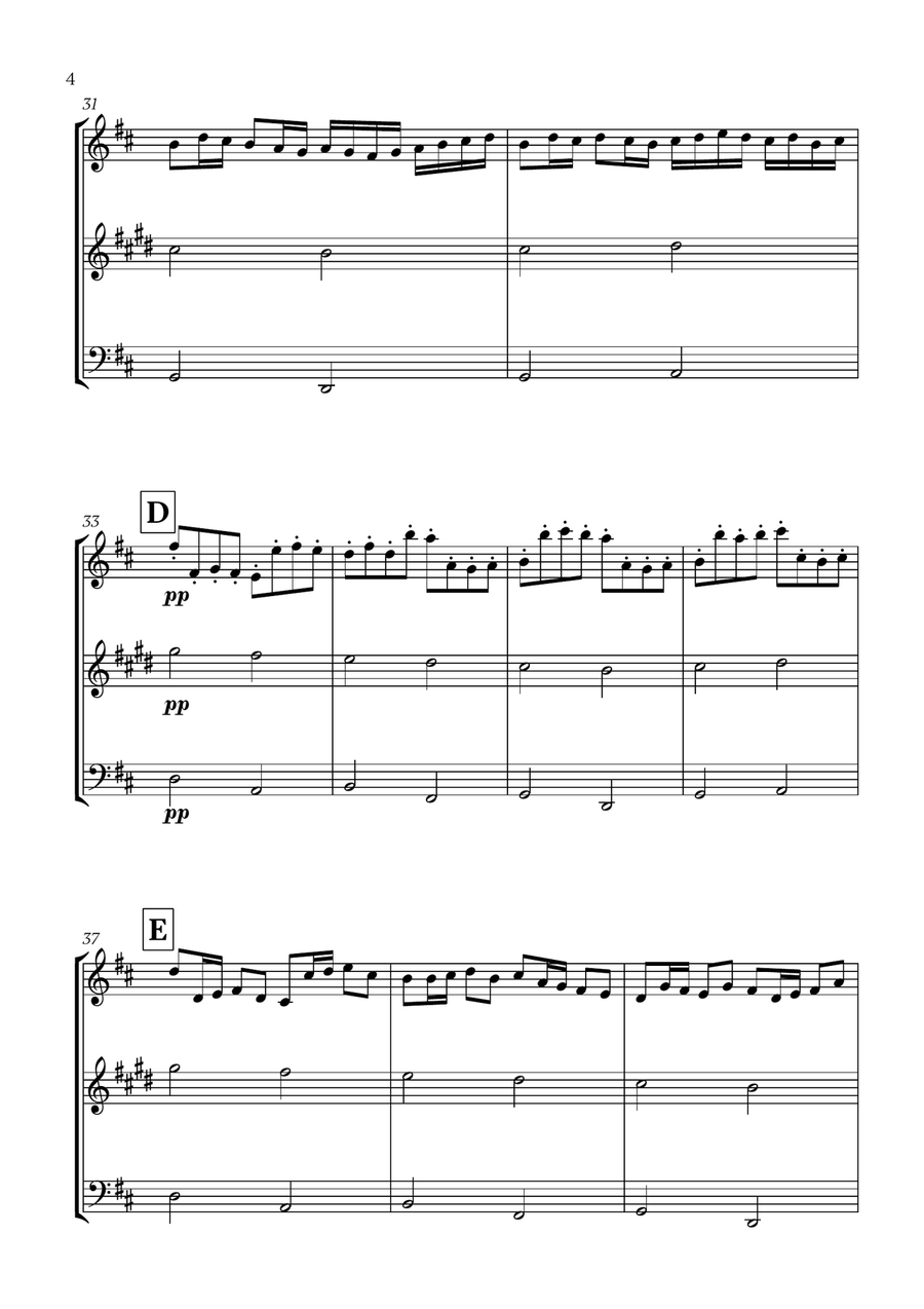 Pachelbel - Canon in D 2 (for Flute, Clarinet and Cello) Small Ensemble scores gallery preview page 4