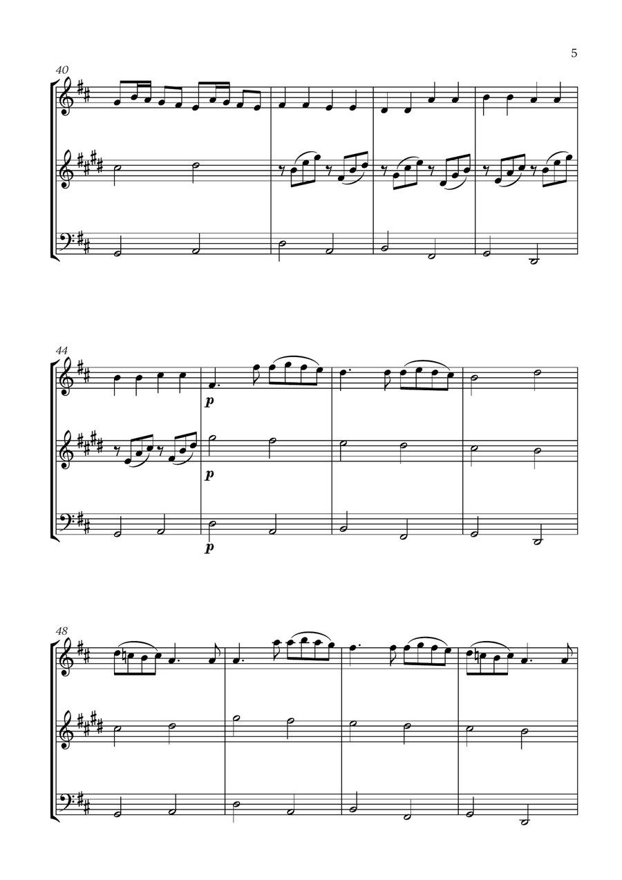 Pachelbel - Canon in D 2 (for Flute, Clarinet and Cello) Small Ensemble scores gallery preview page 5