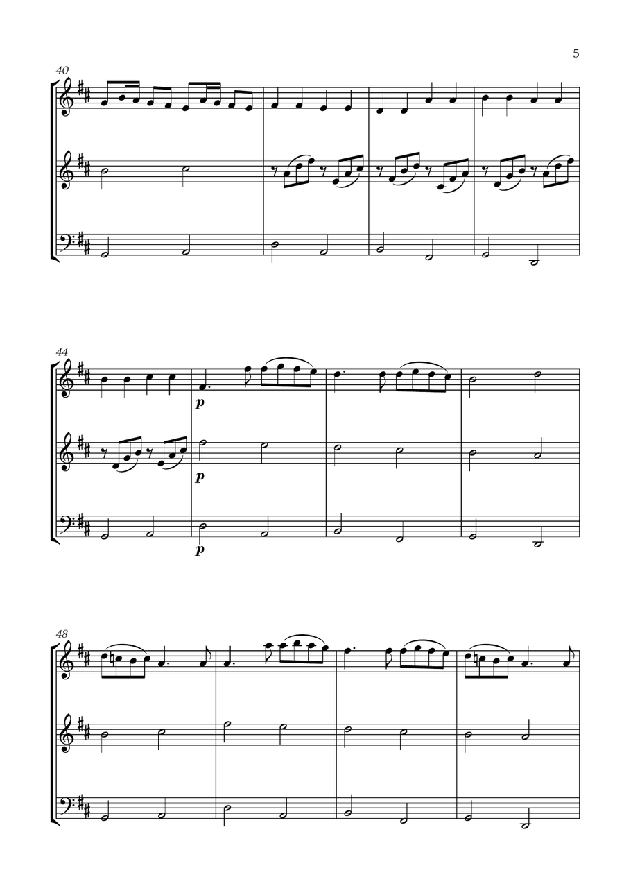 Pachelbel - Canon in D 2 (for Oboe, Flute and Cello) Small Ensemble scores gallery preview page 5