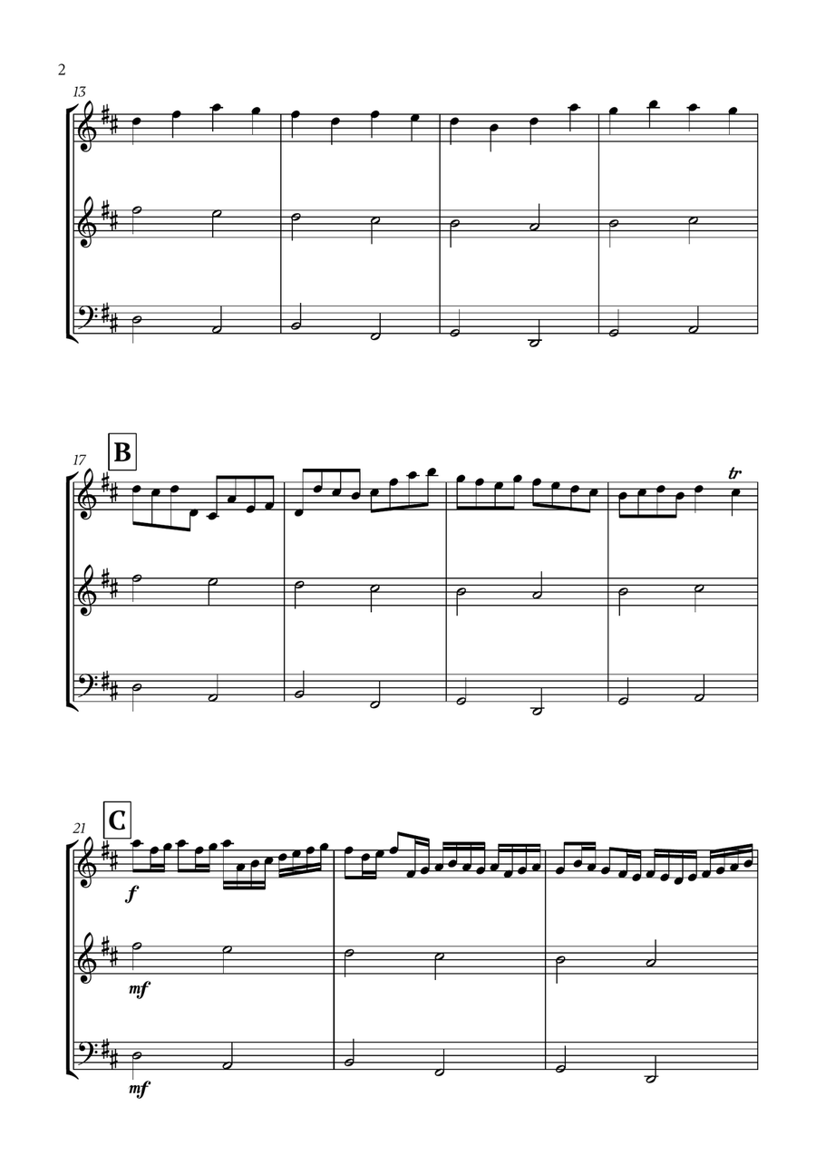 Pachelbel - Canon in D 2 (for Violin, Flute and Cello) Small Ensemble scores gallery preview page 2