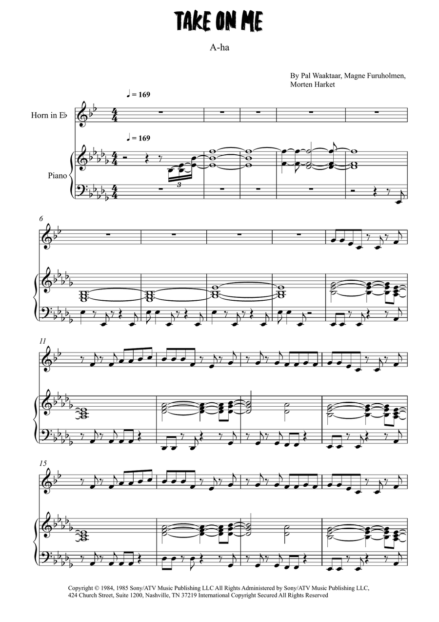 Take On Me Take On Me Horn scores gallery preview page 1