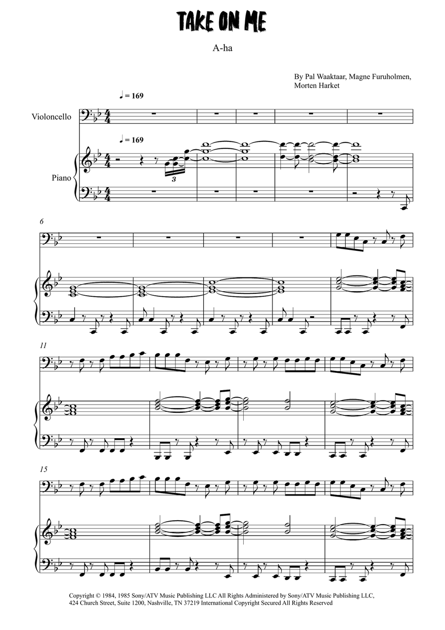 Take On Me Take On Me Piano scores gallery preview page 1