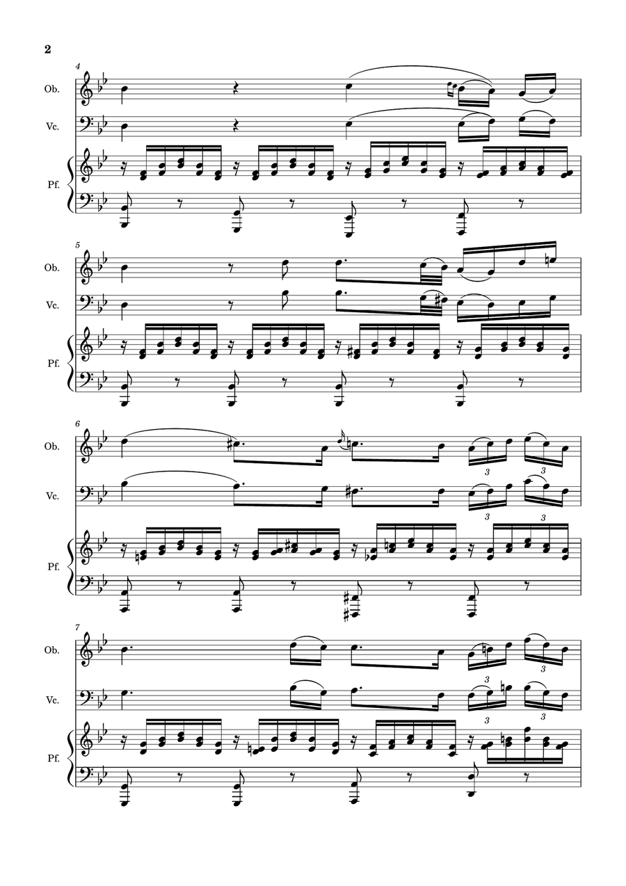 Ave Maria by F. Schubert – Oboe, Cello and Piano. Score and Parts Small Ensemble scores gallery preview page 2