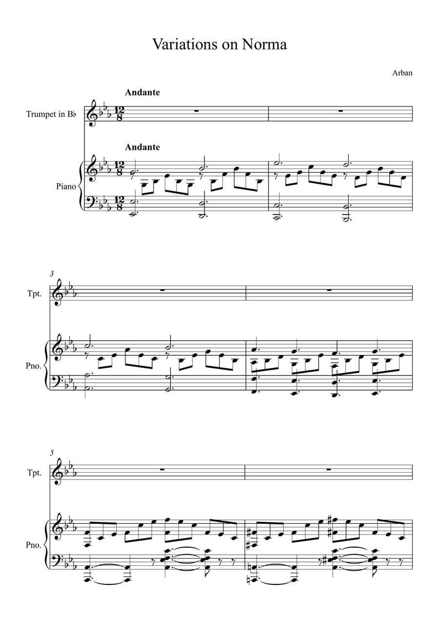 Variations on Bellini's Norma Trumpet Solo scores gallery preview page 1