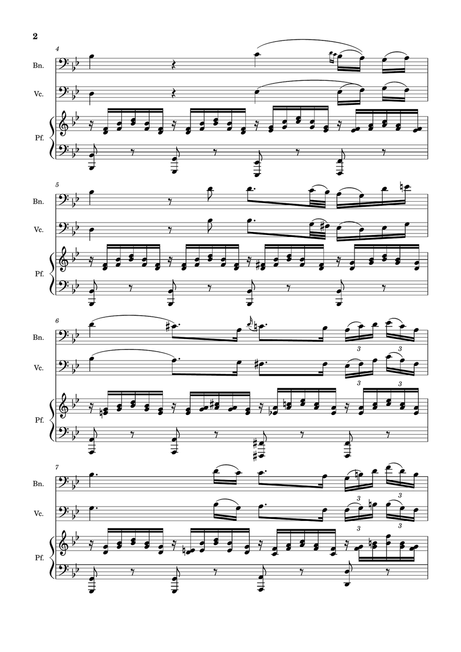 Ave Maria by F. Schubert – Bassoon, Cello and Piano. Score and Parts Small Ensemble scores gallery preview page 2
