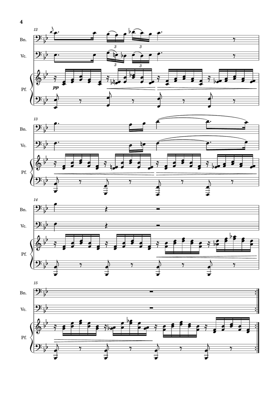 Ave Maria by F. Schubert – Bassoon, Cello and Piano. Score and Parts Small Ensemble scores gallery preview page 4