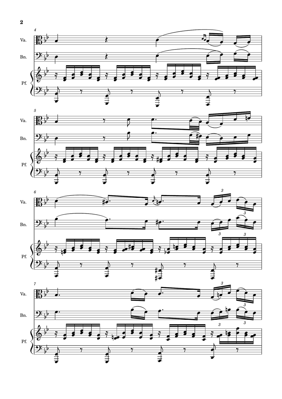 Ave Maria by F. Schubert – Viola, Bassoon and Piano. Score and Parts Small Ensemble scores gallery preview page 2