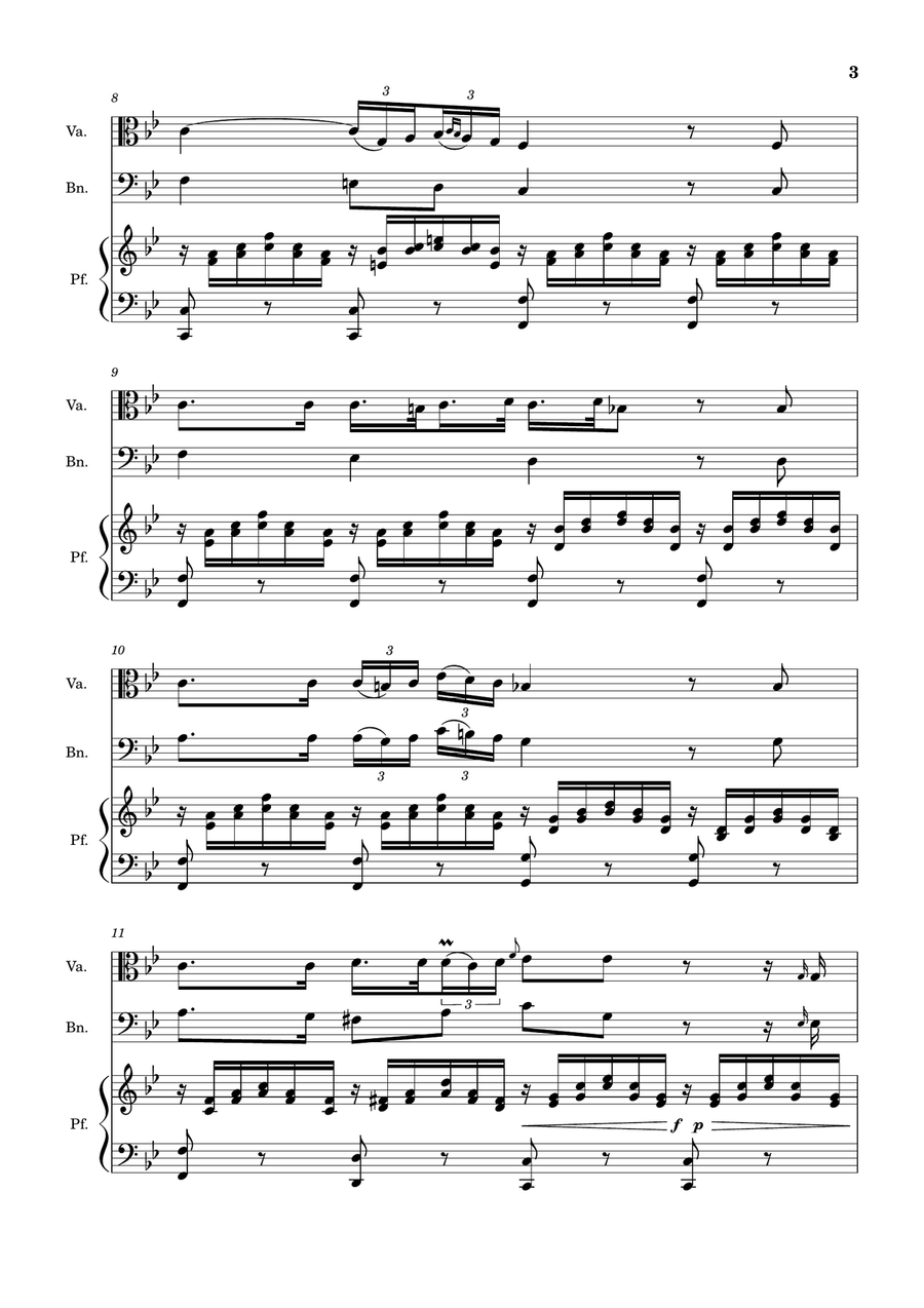 Ave Maria by F. Schubert – Viola, Bassoon and Piano. Score and Parts Small Ensemble scores gallery preview page 3