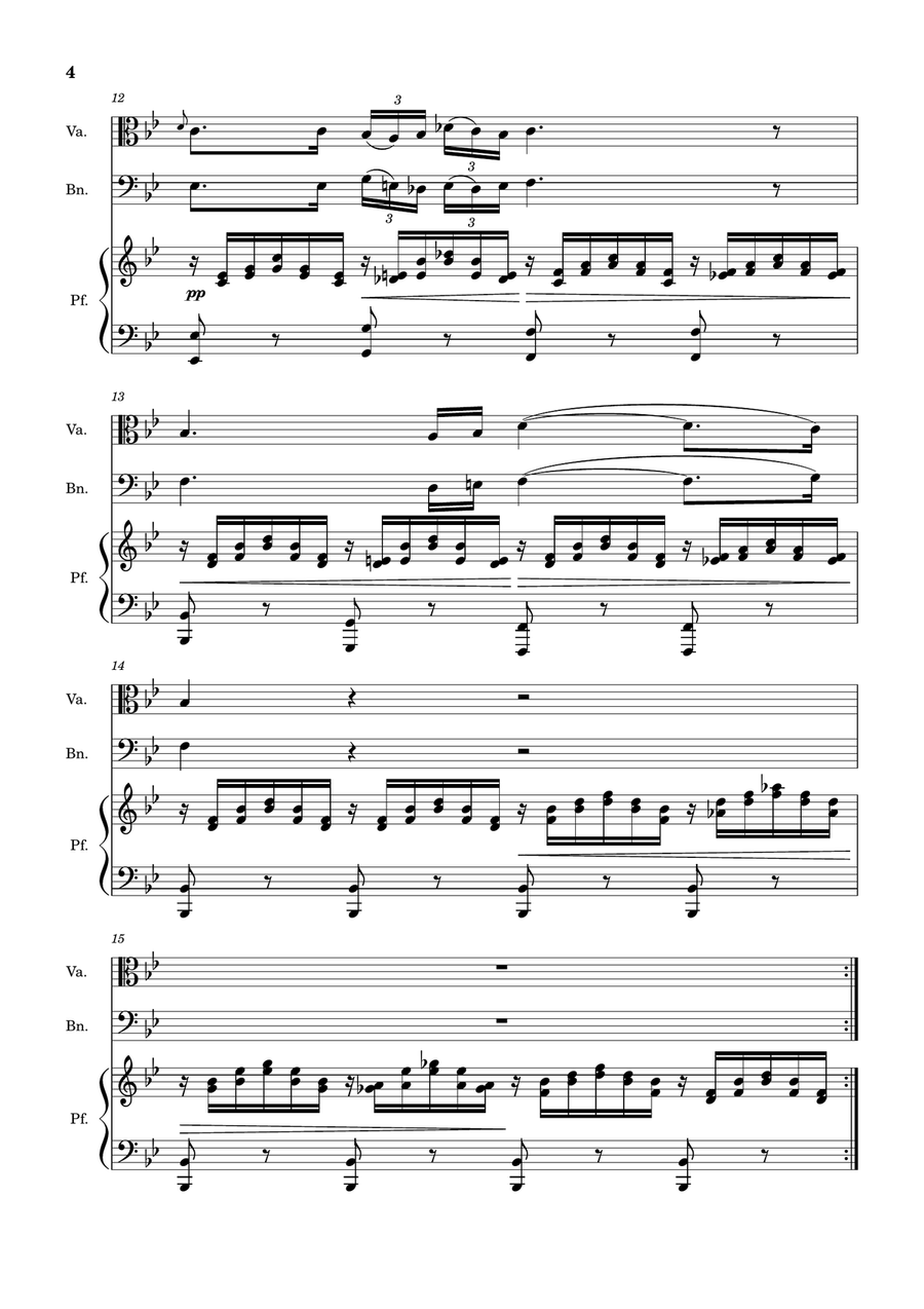 Ave Maria by F. Schubert – Viola, Bassoon and Piano. Score and Parts Small Ensemble scores gallery preview page 4