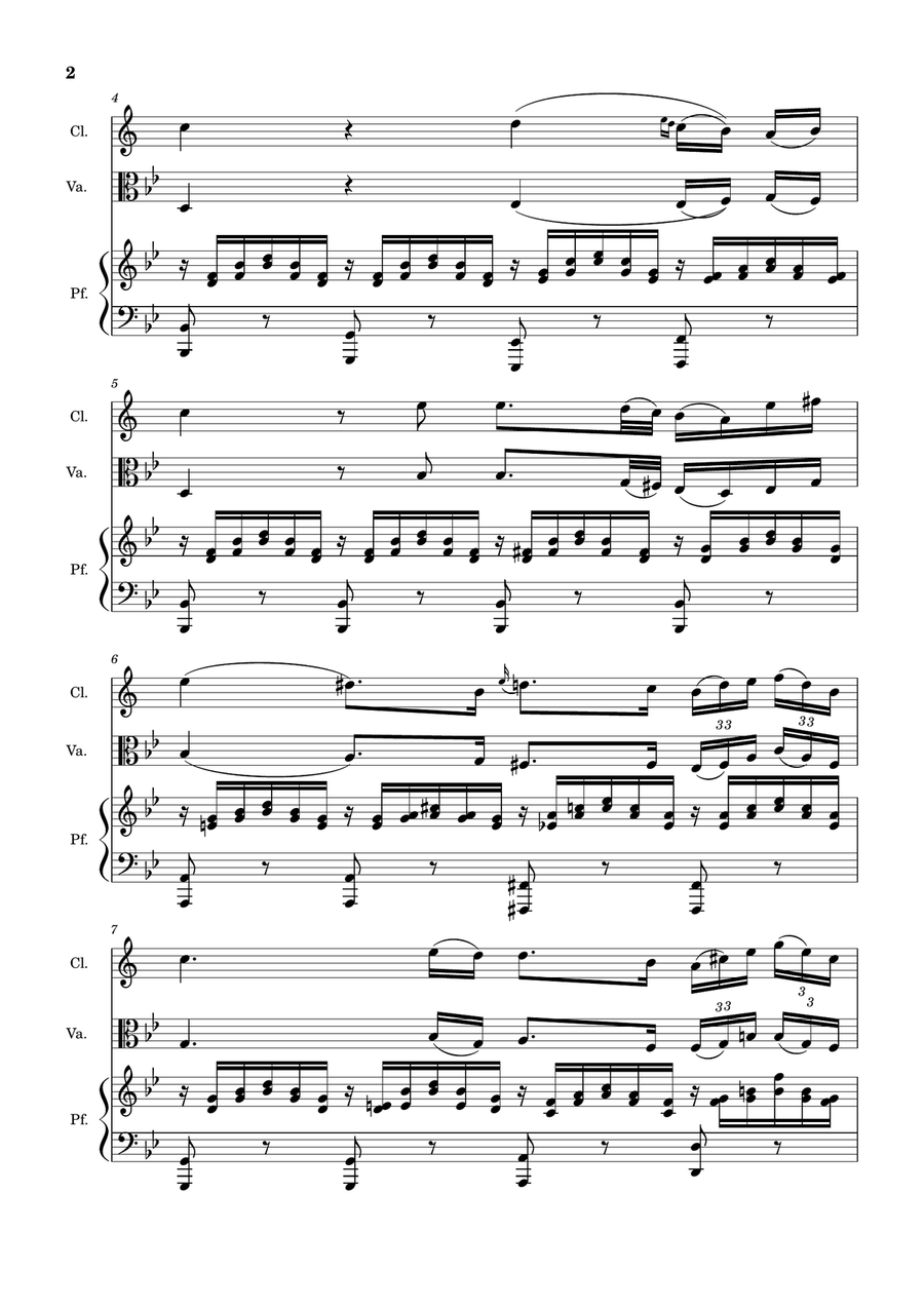 Ave Maria by F. Schubert – Clarinet, Viola and Piano. Score and Parts Small Ensemble scores gallery preview page 2