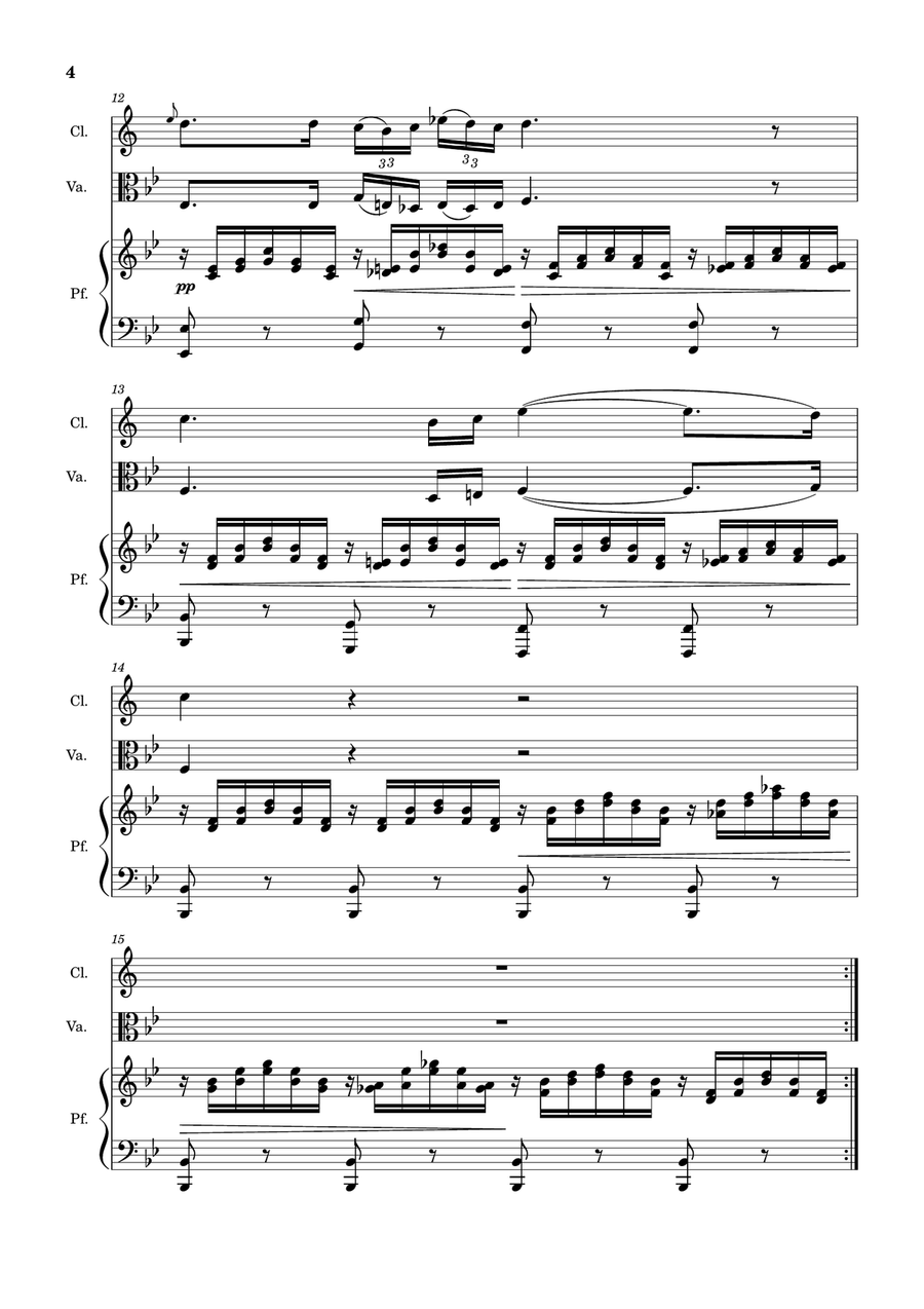 Ave Maria by F. Schubert – Clarinet, Viola and Piano. Score and Parts Small Ensemble scores gallery preview page 4