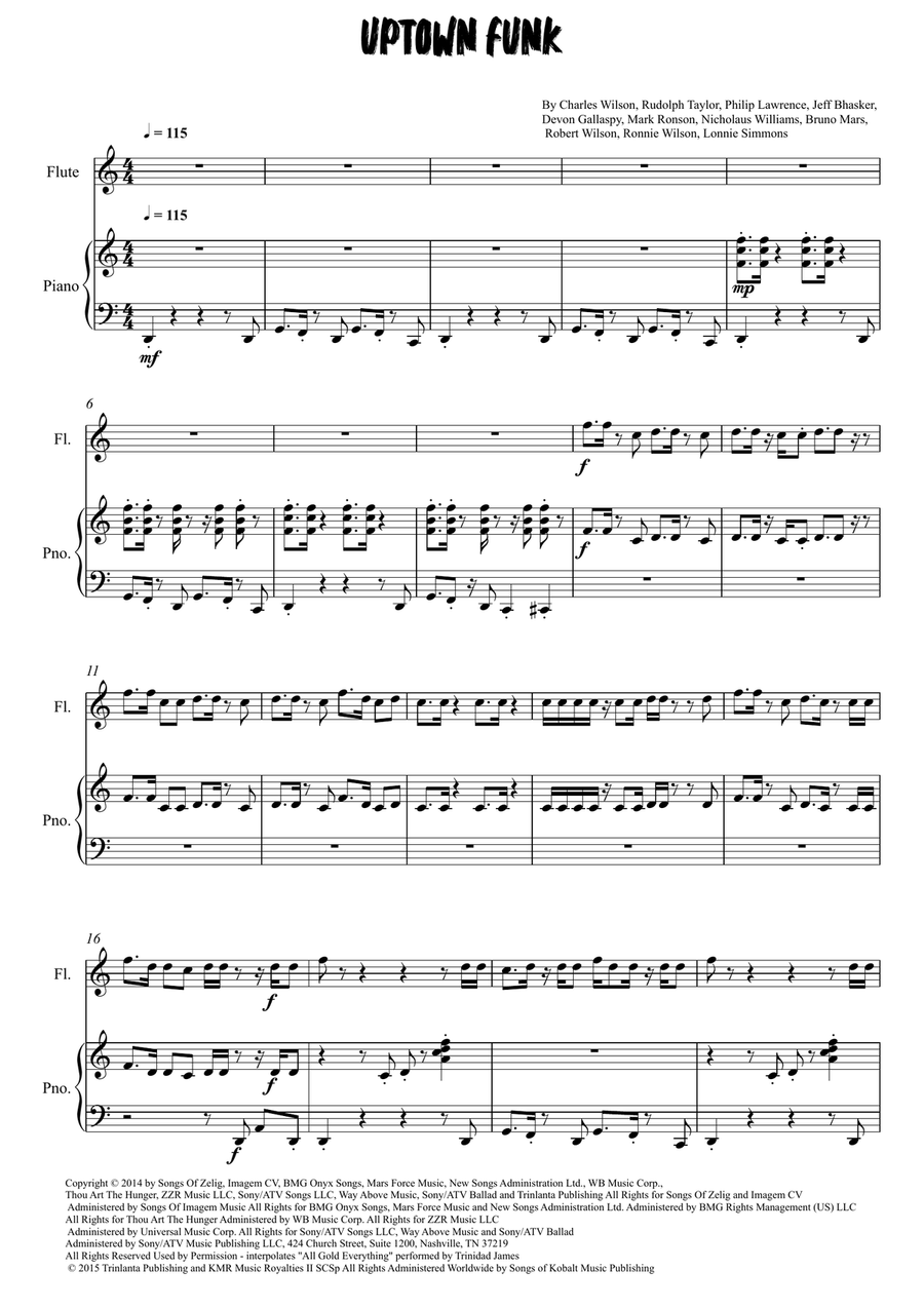 Uptown Funk Uptown Funk Flute Solo scores gallery preview page 1