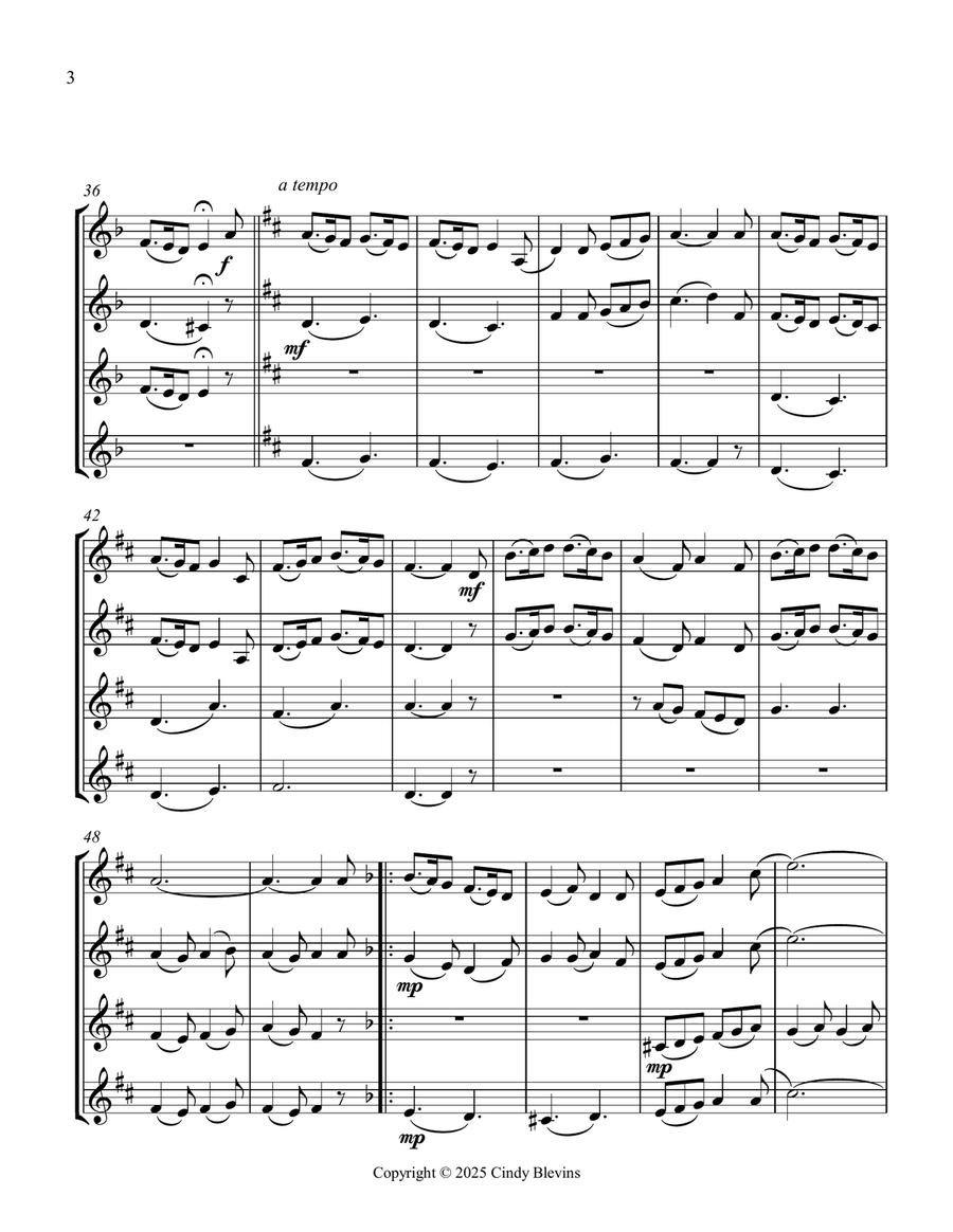 Gesu Bambino, for Clarinet Quartet Clarinet Quartet scores gallery preview page 4