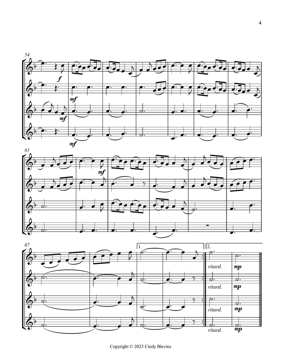 Gesu Bambino, for Clarinet Quartet Clarinet Quartet scores gallery preview page 5