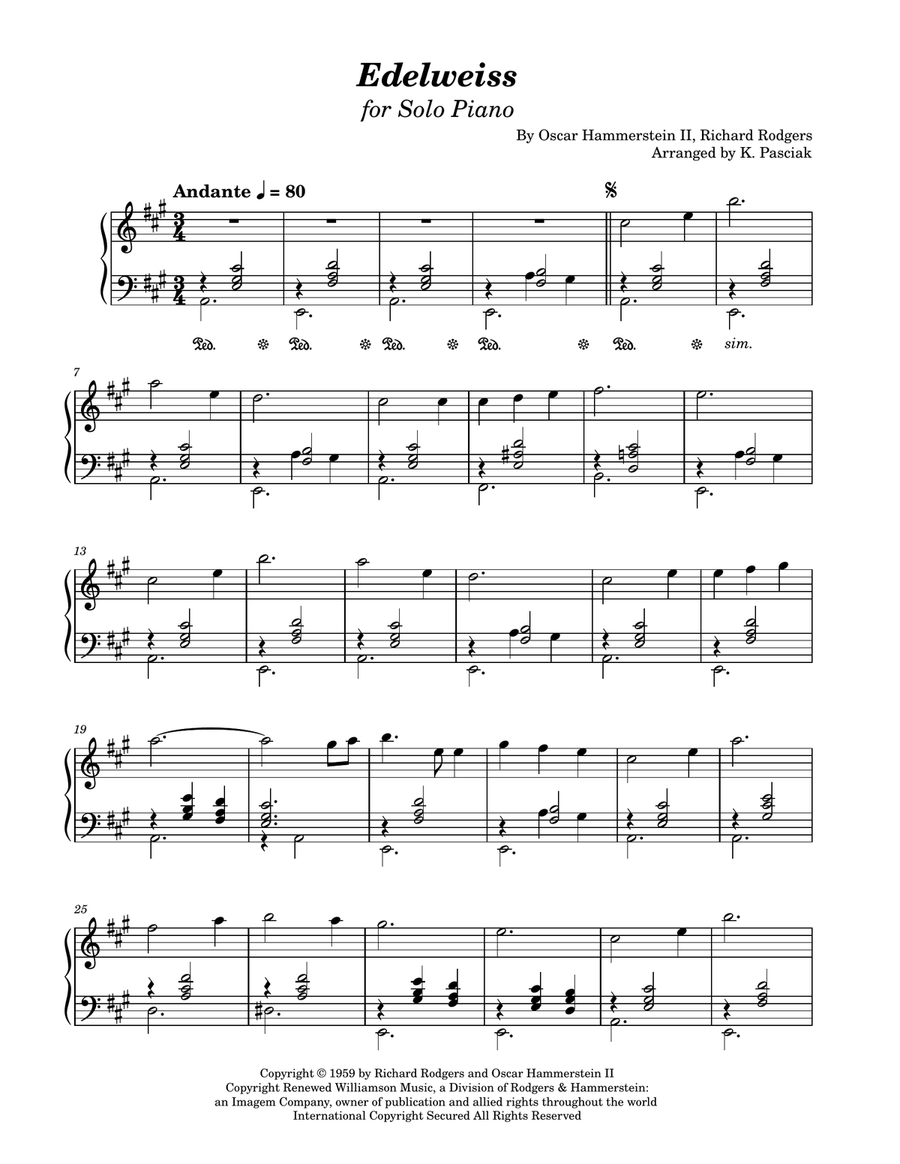 Edelweiss Edelweiss Piano Solo scores gallery preview page 1