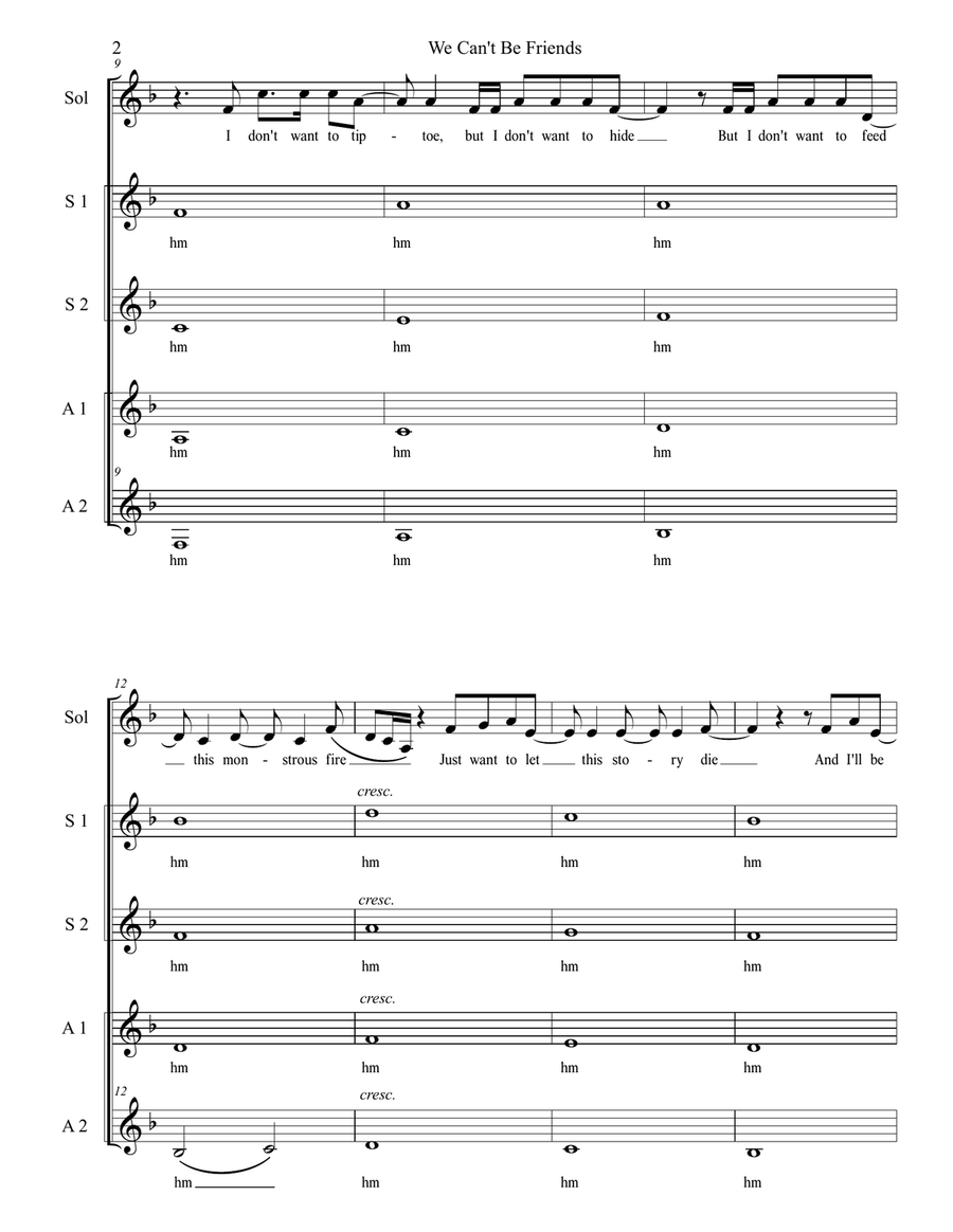 We Can't Be Friends (Wait For Your Love) SSAA scores gallery preview page 2