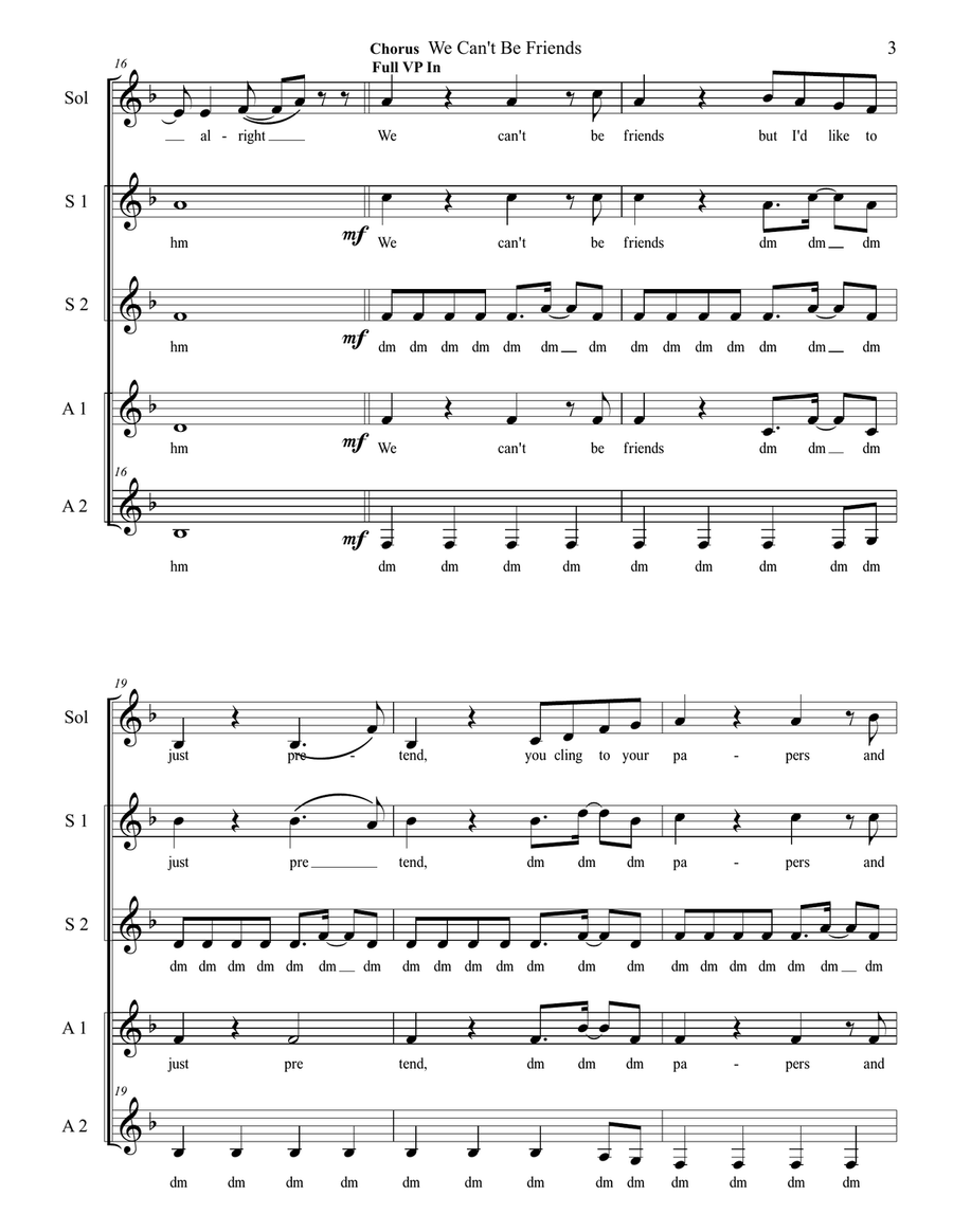 We Can't Be Friends (Wait For Your Love) SSAA scores gallery preview page 3