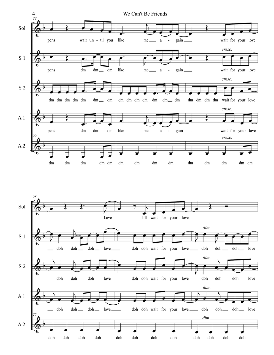We Can't Be Friends (Wait For Your Love) SSAA scores gallery preview page 4