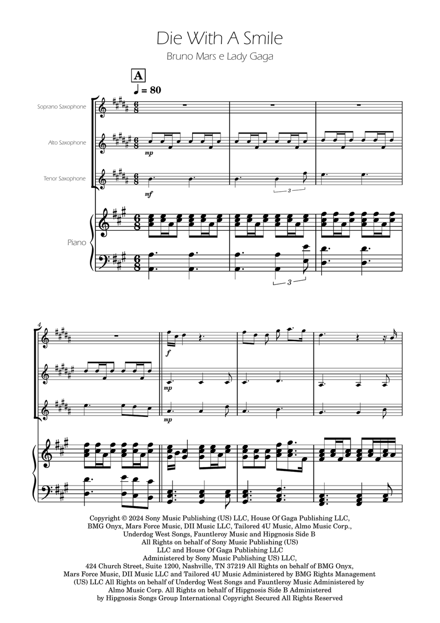 Die With A Smile Woodwind Trio scores gallery preview page 1