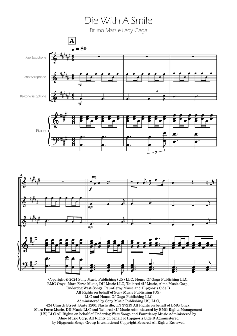 Die With A Smile Woodwind Trio scores gallery preview page 1