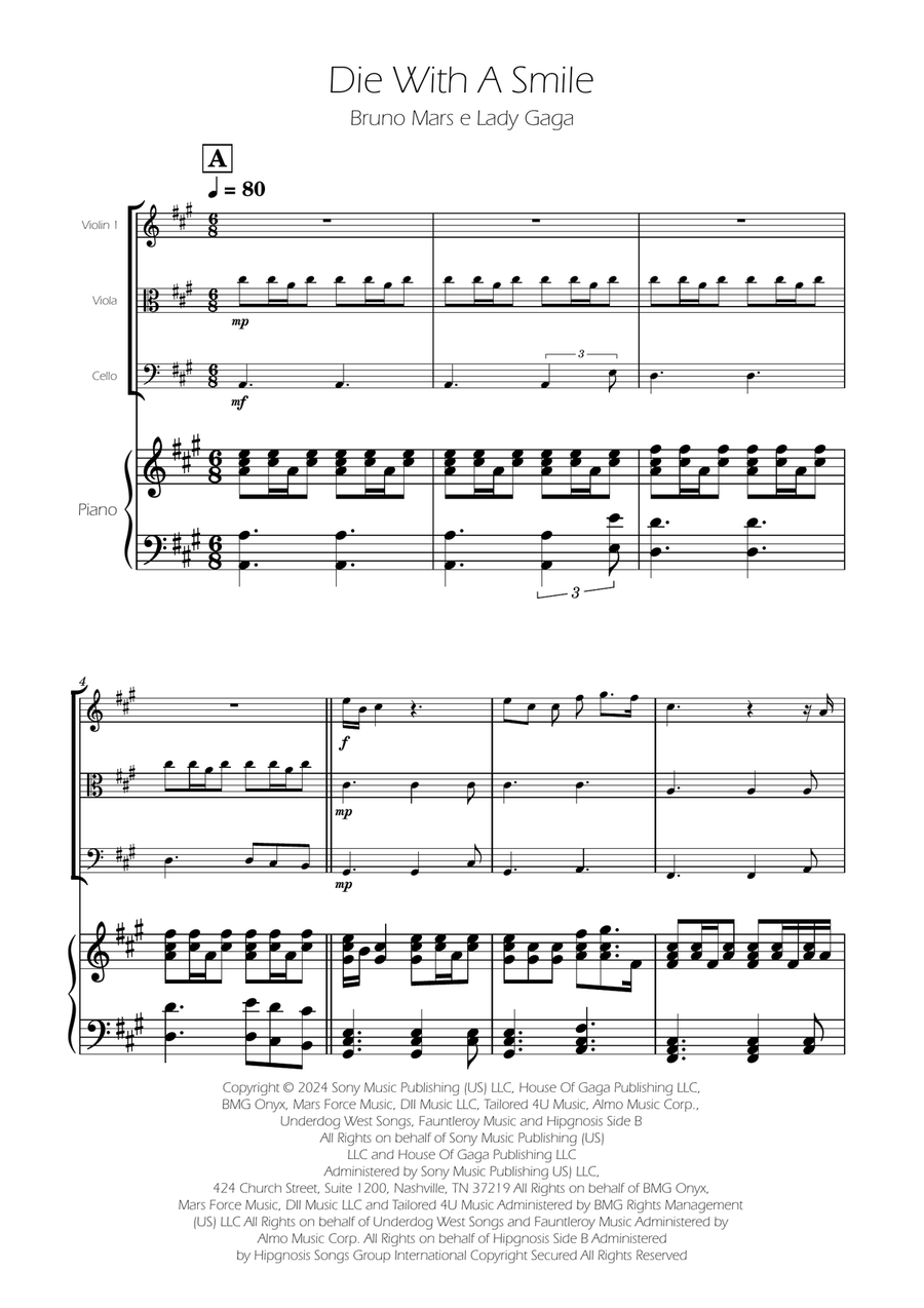 Die With A Smile String Trio scores gallery preview page 1