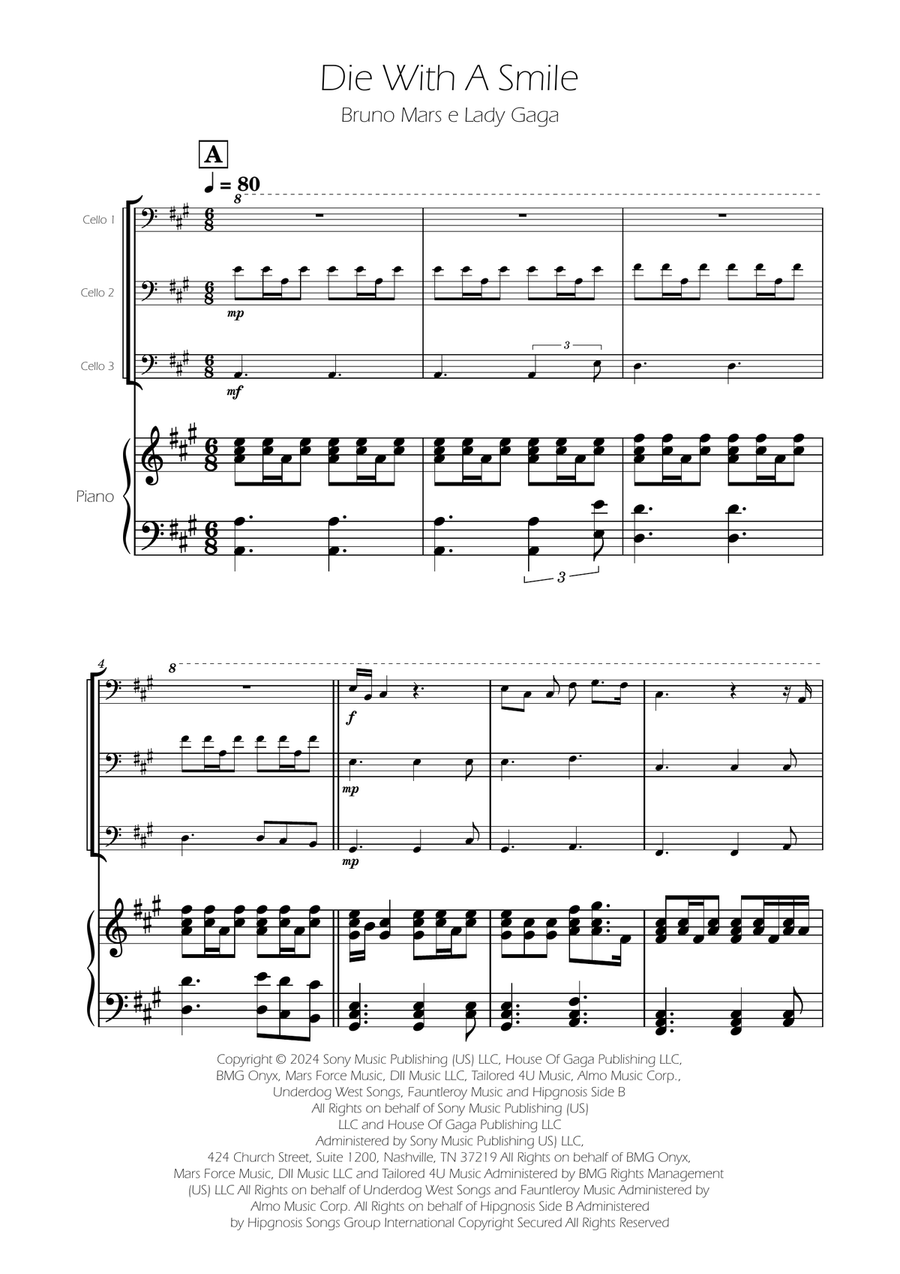 Die With A Smile String Trio scores gallery preview page 1