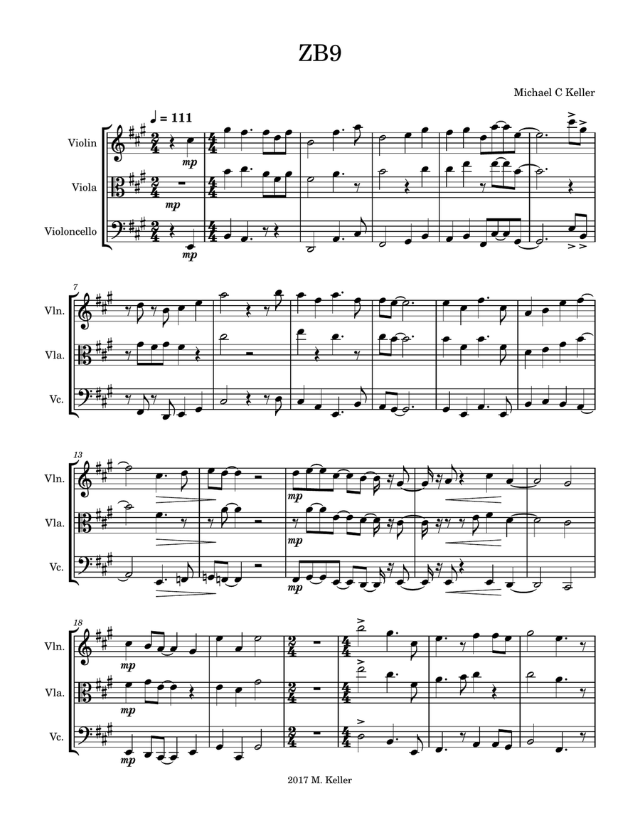 ZB9 - Score Only ZB9 - Score Only String Trio scores gallery preview page 1