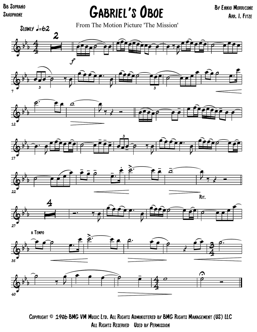 Gabriel's Oboe Gabriel's Oboe Soprano Saxophone scores gallery preview page 2