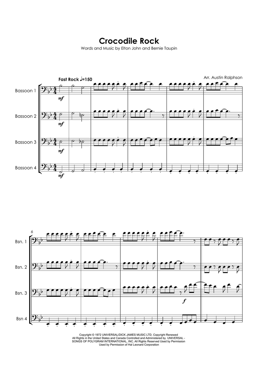 Crocodile Rock Crocodile Rock Bassoon Quartet scores gallery preview page 6