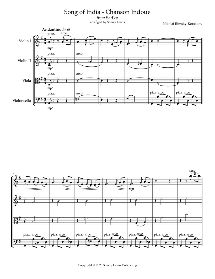 Song of India - Chanson Indoue String Quartet scores gallery preview page 3