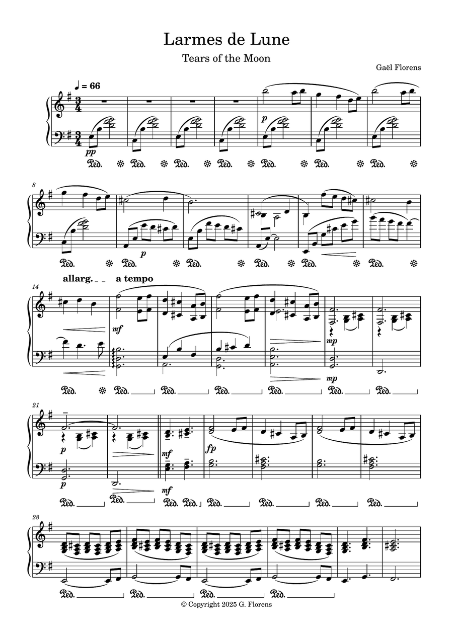 Tears of the Moon Tears of the Moon Piano Solo scores gallery preview page 1
