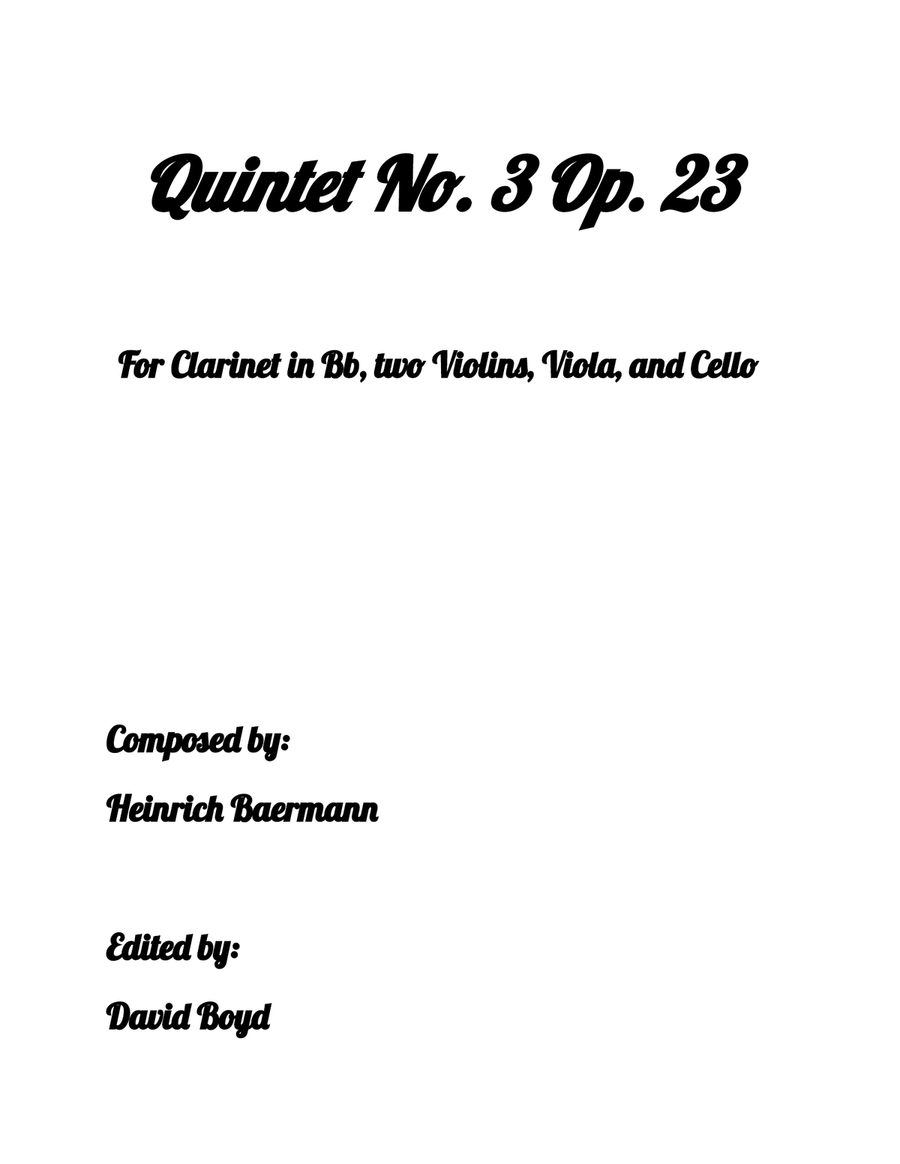 Clarinet Quintet No. 3 Op. 23 Small Ensemble scores gallery preview page 1